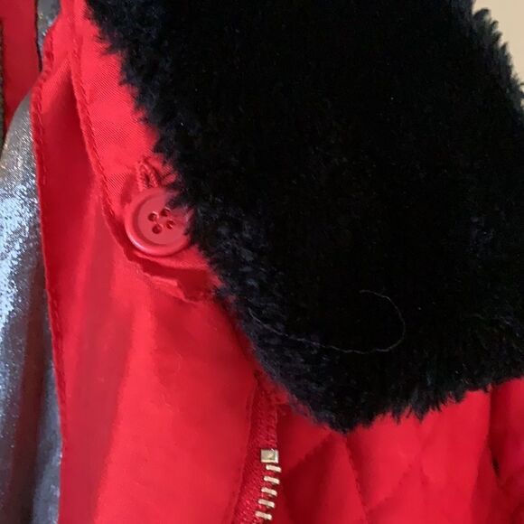 EXPRESS red coat front zipper four front pockets detachable collar - Picture 2 of 8